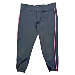 Easton Softball Baseball Pants Black w Pink Side Stripe Piping Adult M Elastic
